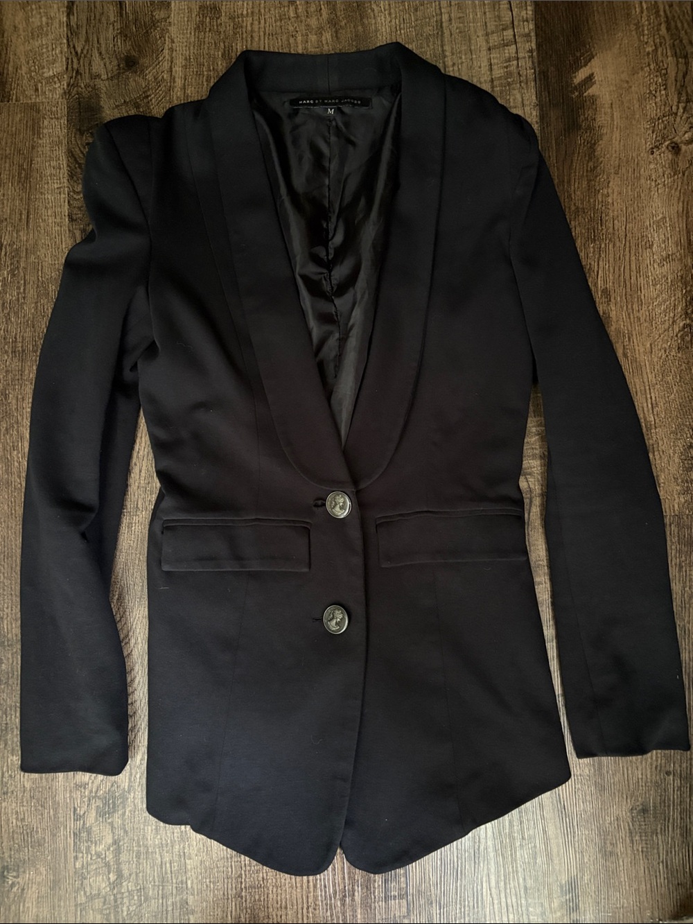Marc by Marc Jacobs Black Shawl-Collar Blazer Darts Tailored Amazing Buttons